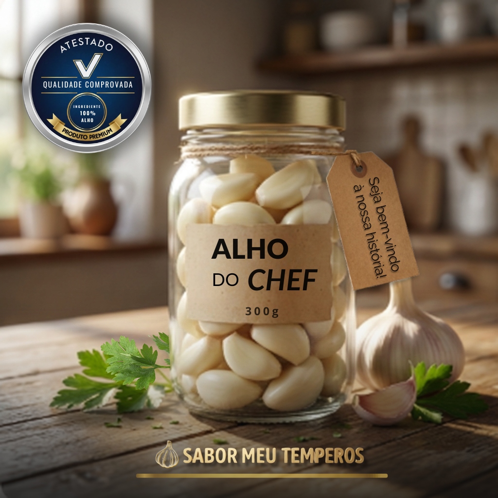 Pote de vidro com Alho do Chef