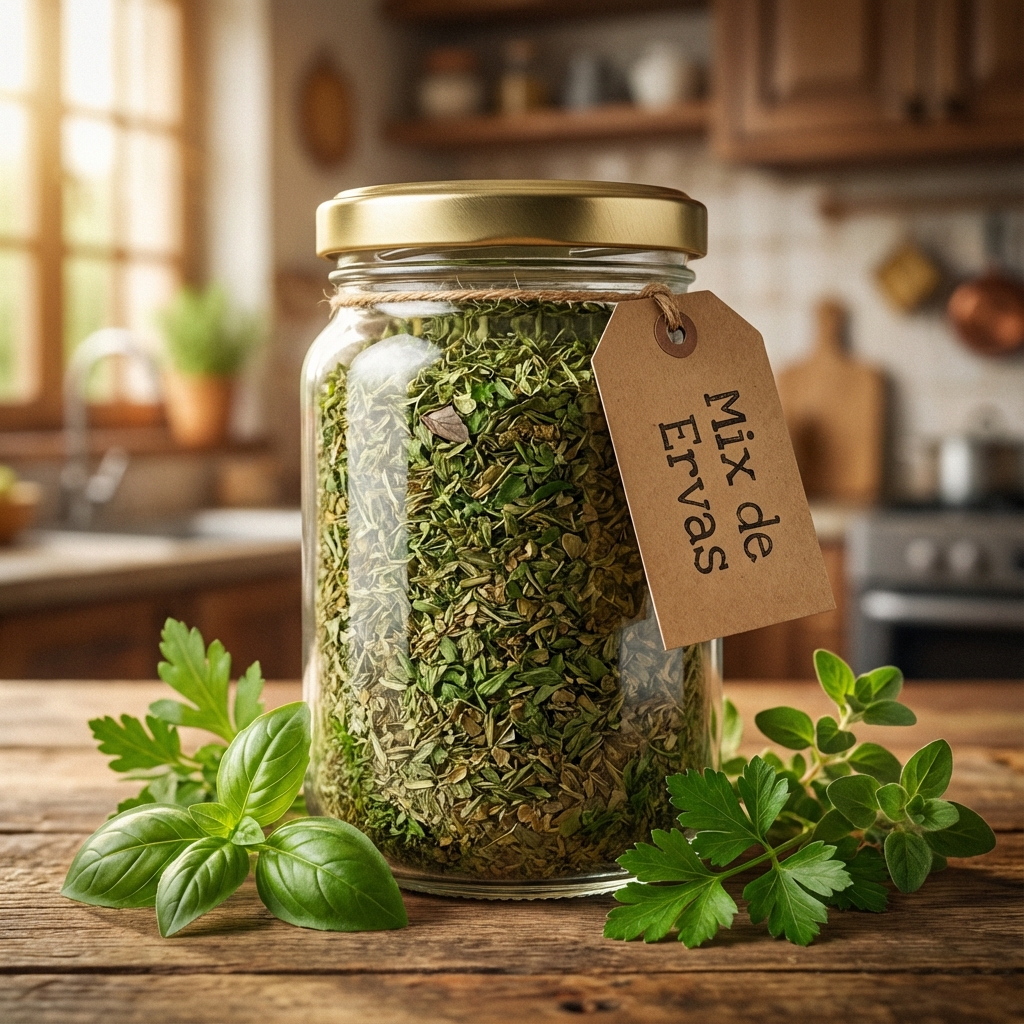 Pote de vidro com Mix de Ervas