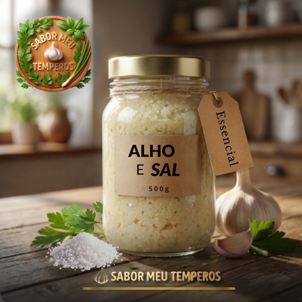Pote de vidro com Tradição Alho e Sal 500g